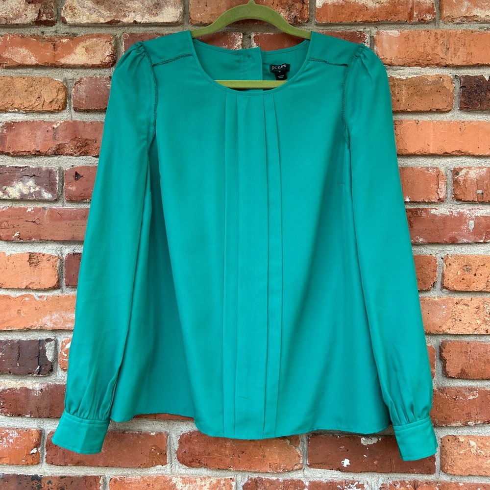 J. Crew Factory Green Button Back Blouse M